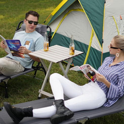 SUNNYFEEL Folding Camping Table, Lightweight Aluminum Portable Picnic Table 18.5x18.5x24.5 Inch for Outdoor Cooking