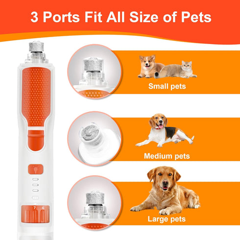 CATPICK 7-Speed Trimmer Dog & Cat Nail Grinder with Light - Ring LED Safe to Avoid Overcut, Quiet Low Vibration