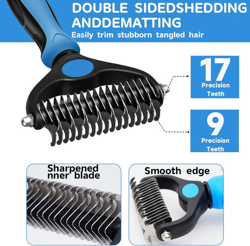 IDQQUQQ 4PCS 4-in-1 Pet Pro Grooming Tool | Pet Grooming Rake | Dog Hair Remover | Dog Shampoo Brush Pet Grooming Kit