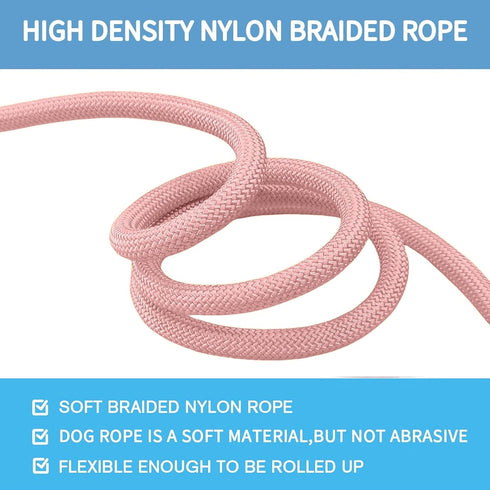Durable Slip Lead, 5 FT Adjustable Dog Training Leash, Strong Nylon Rope for Large Medium Small Dogs, Pink