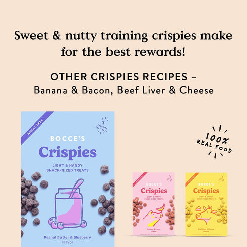 Bocce's Bakery PB + Blueberry Crispies, Low-Calorie Wheat-Free Dog Treats, 10 oz