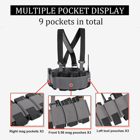 Low-Vis Tactical Chest Fixation Device - Lightweight Elastic Rig Cummerbund for Combat Gear