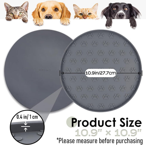2 Pack 10.9 10.9 (2 Pet Feeding Mats for Food and Water, Waterproof Anti-Slip Placemats for Dog Cat Bowl, Silicone Pet