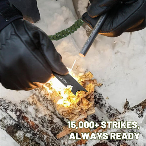 Fire Starter Ferro Rod, 4 Inch Flint and Steel Survival Kit for Camping and Hiking, 6-in-1 Emergency Fire Steel