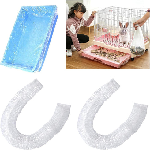 SquEqu 50 Pack Disposable Rabbit Litter Box Liners Disposable Rabbit Cage Cover Liner Waterproof Plastic Wrap