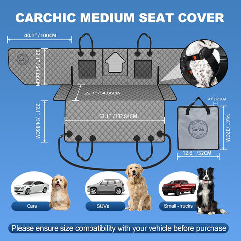 CarChic Hammock 600D Dog Car Seat Cover for Back Seat - Waterproof Pet with Embedded Insert Door Protectors, Oxford