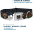 Buckle-Down Kawaii Groot Dog Collar - 2-Poses/Guardians Badge Browns/Green, 1.5" Wide, Fits 18-32" Neck, Large