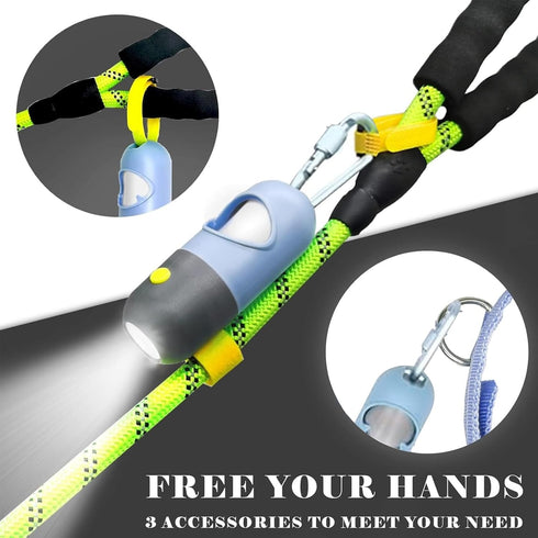 Dog Poop Waste Bags Holder with LED Flashlight, Cute Poo Bags Dispenser for Pet Leash, 2 Pack (Sky Blue)