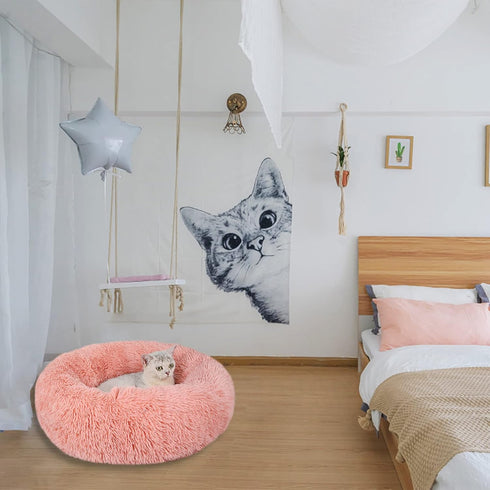 Nisrada Cat Beds for Indoor Cats, 20 Inch Dog Bed for Small Medium Large Dogs, Washable Round Pet Bed