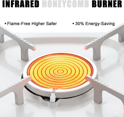 Single Butane Stove, 13000 BTU Infrared Camping Burner, Essential Outdoor Cooking Gear for Backpackers - White