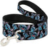 Buckle-Down Pet Leash - Stitch Poses/Hibiscus Sketch Black/Gray/Blue - 4 Feet Long - 1/2" Wide