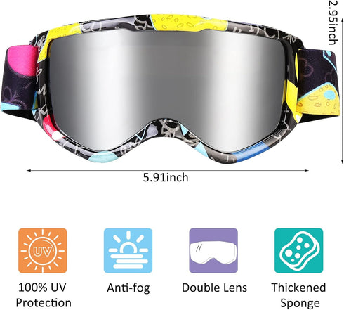 Kids Non-Slip Strap Ski Goggles, Snowboard Goggles