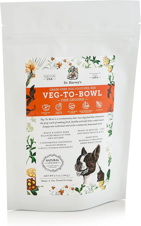 Dr. Harvey's Veg-to-Bowl Fine Ground Dog Food, 6.5 oz Trial Size, Grain-Free Holistic Mix for Dogs
