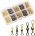 Fishing Barrel Swivels, 200pcs Rolling Ball Bearing Swivels with Solid Ring, Copper & Stainless Steel, Size 2-10