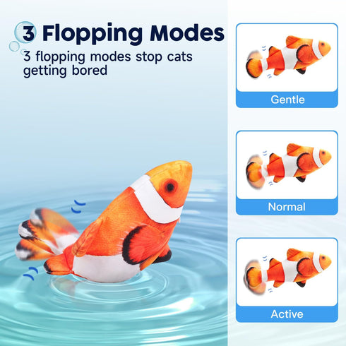Potaroma Cat Toys Flopping Fish with SilverVine and Catnip, Moving Kitten Kicker, Floppy Wiggle Clownfish for Small Dogs