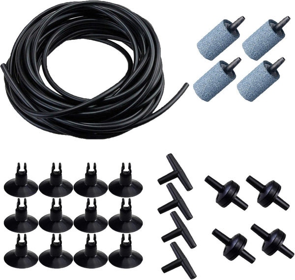 AQUANEAT 25 Feet Aquarium Airline Tubing, Standard 3/16" Tubing with Air Pump Accessories (Black)