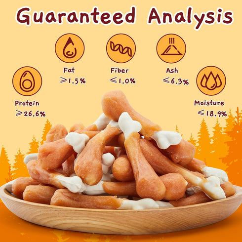 21.2 oz Jungle Calling Chewy Chicken Dog Treats Real Chicken Calcium Bone, Rawhide Free, Teeth Clean & Breath Fresh Dog