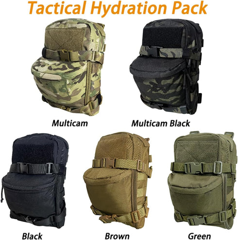 Tactical MOLLE Hydration Pack for 2L Water Bladder, Lightweight Nylon for Hiking, Running, Biking, Climbing