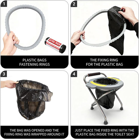 Commode Commode Temvue Outdoor Folding Portable Toilet Seat, Stainless Steel Portable Potty Chair, Perfect for Camping