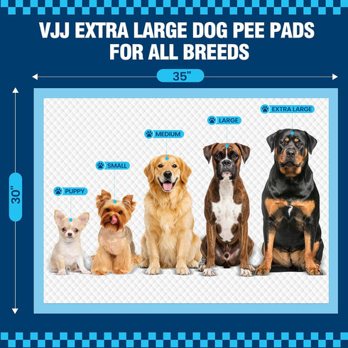 30"x35", 50 Count VJJ Puppy Pads XL Pee Pads for Dogs Large for Doggie&Cats, Disposable Dog Pee Pads Extra Large