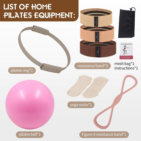13.5" Set Wavar Pilates Essentials Kit for Women Pilates Equipment with Magic Circle Mini Ball Resistance Band Premium