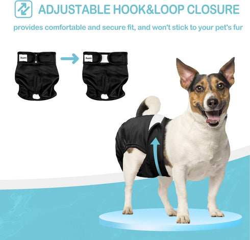 Avont 3 Pack Washable Female Dog Diapers, Premium Reusable Doggie Period Panties, Large, Black