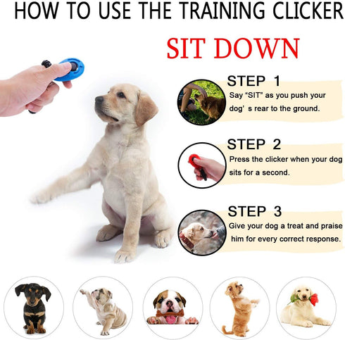 Winod Dog Training Clickers with Wrist Strap, 2 Pack (Black + New Blue)
