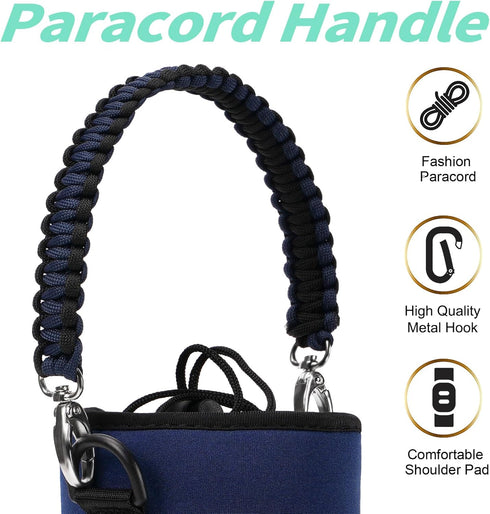 32/40/64/87/128 oz 4 AceTreker Water Bottle Carrier Bag, Neoprene Water Bottle Sleeve with Pocket, Sport Water Holder