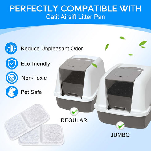 8 Pack Cat Litter Box Filters, Replacement Filter for Catit Airsift Jumbo Hooded Cat Litter, Air Purifier Pad