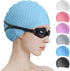 Tripsky Silicone Swim Cap - Comfortable Bathing Cap for Curly Short Medium Long Hair, Swimming Cap for Women and Men,