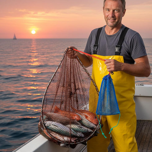 Xaajooio 6 Pcs Blue Crab Trap Bait Bags with Rubber Lockers Small Crab Snare Portable Mesh Fish Trap for Crawfish