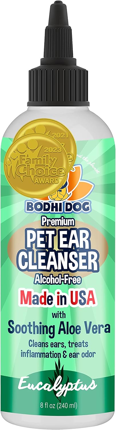 Bodhi Dog Ear Cleaner Solution for Dogs & Cats, Aloe Vera Alcohol-Free Cleanser for Sensitive Skin (8 Fl Oz)