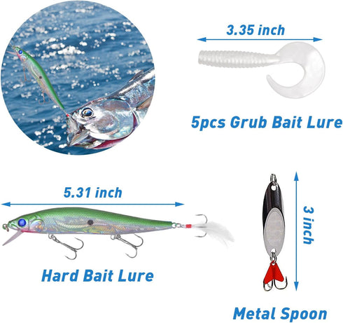 Saltwater Fishing Gear, 131pcs Surf Fishing Tackle Kit with Lures, Rigs, Sinker, Hooks, Accessories