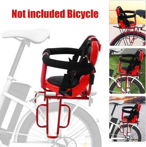 MUSESPANI Portable Rear Child Bike Seat, Soft Saddle Chair w/Foot Pedal, Front Mounted Baby Kids Safety Seat Carrier