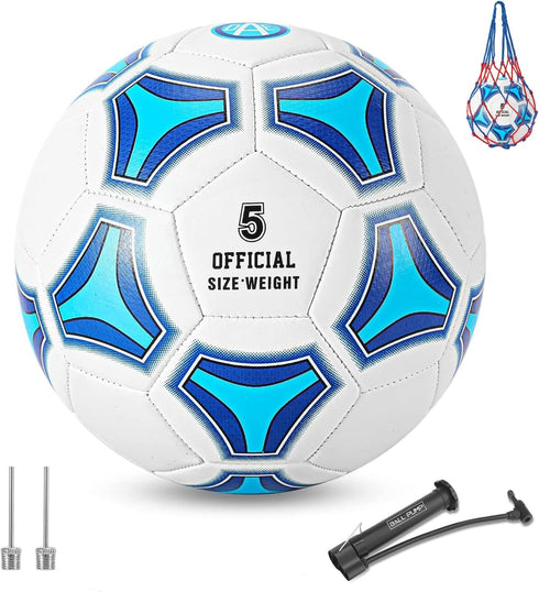 STEEFAN Soccer Ball - Size 3/4/5 for Kids Outdoor Play with Carry Net, Official Size Ball, Needles & Air Pump