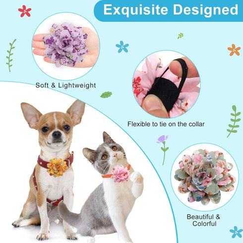 20 Pcs Dog Collar Flowers, Multi-Color Pet Flower Bow Ties and Grooming Accessories for Dog Collars