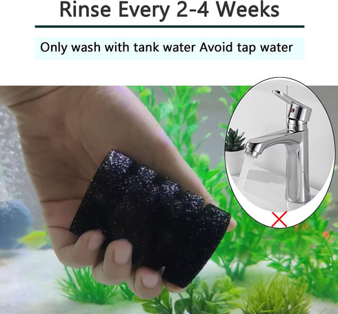 2 AQUANEAT Aquarium Air Powered Sponge Filter with Ceramic Media Balls, for Betta Fry Shrimp Fish Tank, with Spare