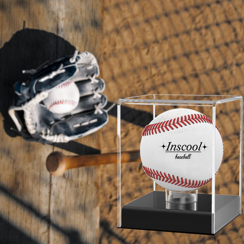 Inscool Acrylic Baseball Display Case, UV Protected Clear Display Cube, Memorabilia Baseball Case (Rounded Base)