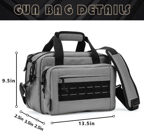 VEAGIA Pistol Case Range Bag, Soft Carrying Shooting Bag for 2 Pistols and Ammo Pouch