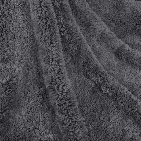 PetAmi Fluffy Waterproof Dog Blanket, Soft Warm Sherpa Throw, Reversible Cat Puppy Bed Blanket (Grey, 29x40)