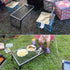 Portable Outdoor Folding Table, Camping Table with Aluminum Top & Mesh Layer, Light Metal Grill for BBQ
