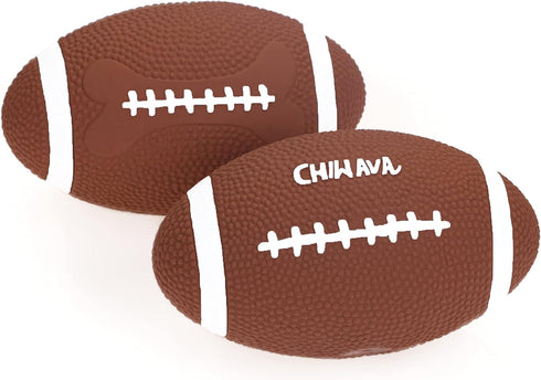CHIWAVA 2 Pack 6" Squeaky Latex Dog Toy Balls, Football Rugbys Fetch Interactive Toy
