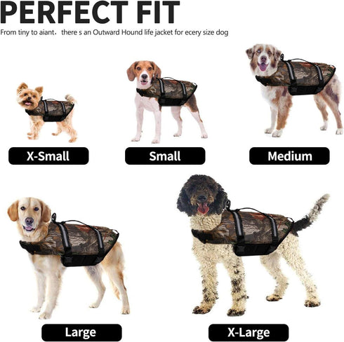 Camo Pet Life Preserver Jacket, Camouflage Dog Life Vest with Adjustable Buckles, Dog Safety Life Coat for Swimming,