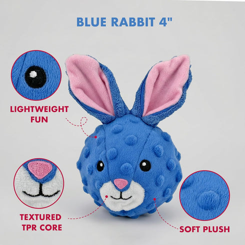 Set 2, 4-inch Pet Lou Rabbit EZ Squeaky Ball, of Width