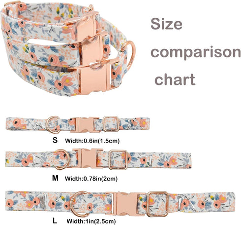 Metal Buckle Dog Collar - Durable Adjustable Soft Collar for Small Medium Large Dogs (M(13-18in), Flower5)