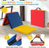 6 2 2 GYMAX Folding Gymnastics Mat, Tri-fold x x Exercise Mat with Carrying Handles, Waterproof PU Leather, Hook & Loop