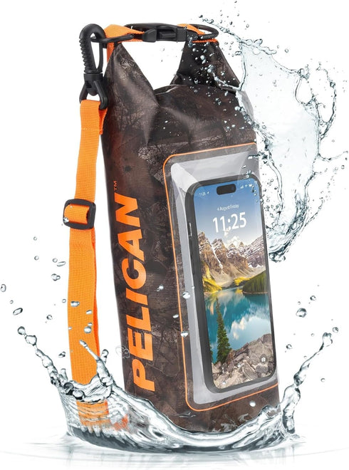 Pelican Marine IP68 Waterproof Dry Bag 2L, Roll Top Backpack with Phone Case for Boating & Kayak Accessories