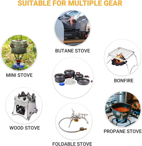 KingCamp Camping Cookware Mess Kit - 7/9/18 Pcs Non-Stick Hard-Anodized Aluminum Set for Outdoor Cooking