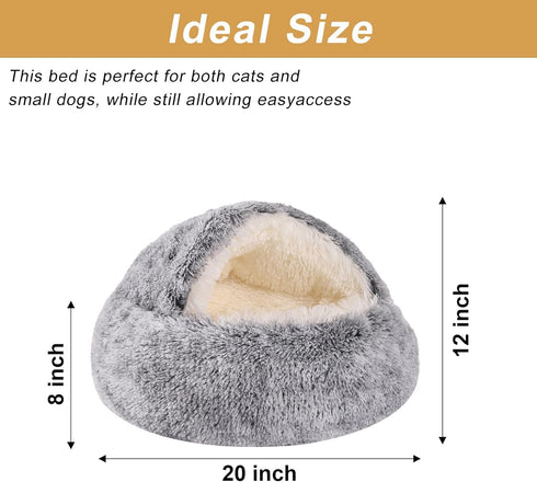 Dog Beds for Small Dogs, Washable Cute Cat Bed Cave, Cozy Nook Pet Bed for Small Medium Pets (Grey, 20" x 20")