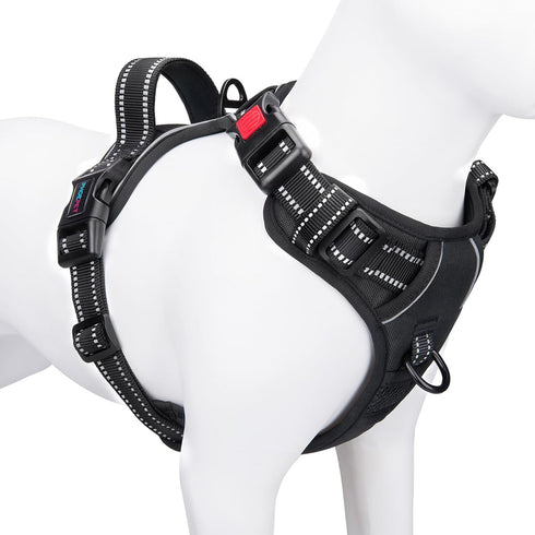 PHOEPET No Pull Dog Harnesses for Small Dogs, Reflective Adjustable Front Clip Vest with Handle, 2 Metal Rings, 3